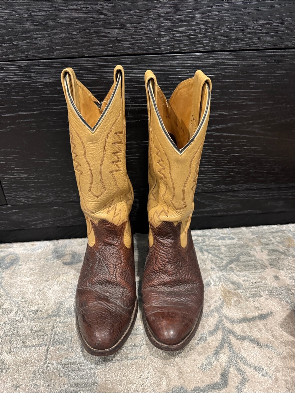 Classic Two-Tone Women’s Western Heeled Boots - Tan & Brown - Picture 7 of 12
